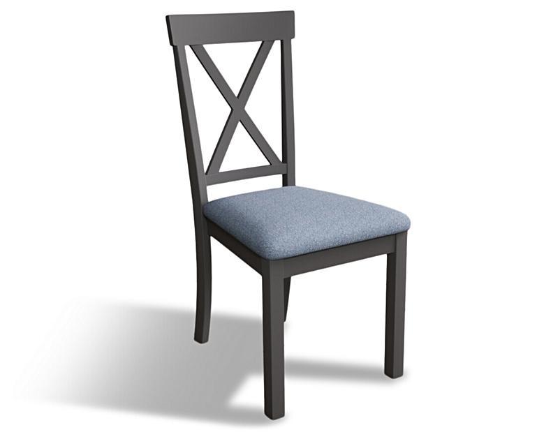 Hertford Mid Grey Dining Chairs with Sky Blue Fabric Seat Pad Oak