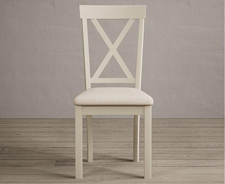 Hertford Cream Dining Chairs with Linen Seat Pad Oak Furniture Superstore