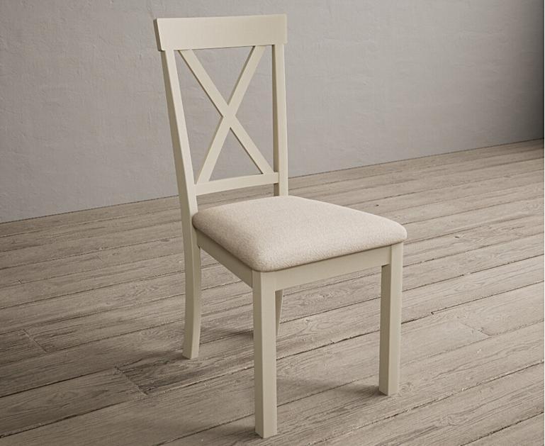 Hertford Cream Dining Chairs with Linen Seat Pad Oak Furniture Superstore