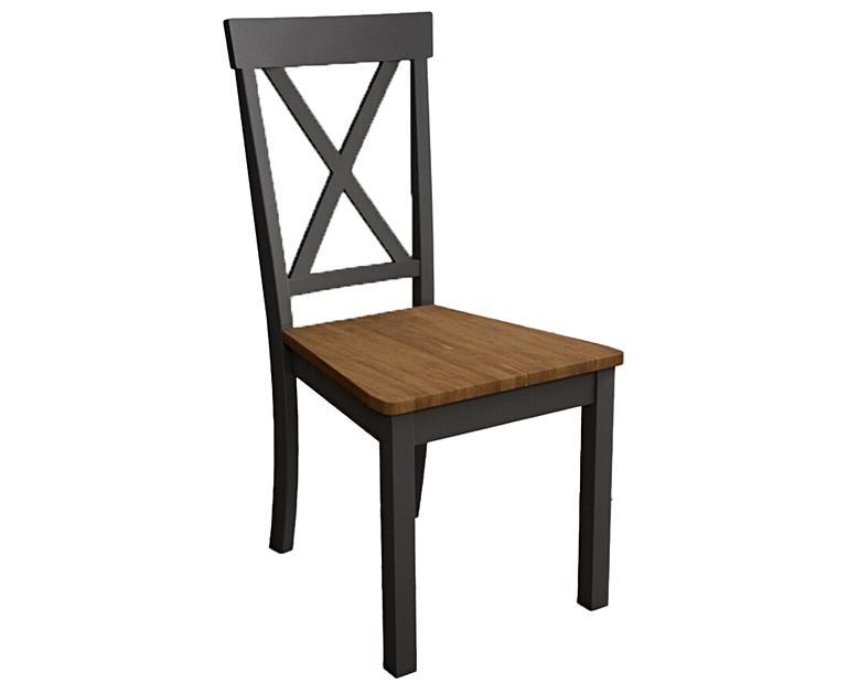 Hertford Charcoal Grey Dining Chairs with Rustic Seat Pad Oak