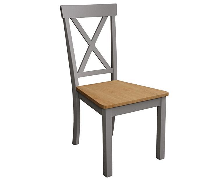 Hertford Light Grey Dining Chairs with Oak Seat Pad Oak Furniture