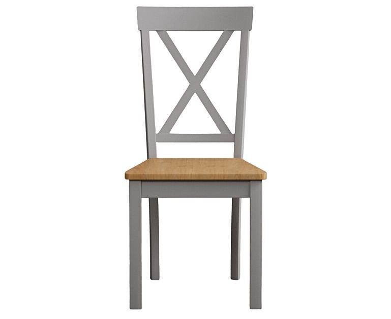 Hertford Light Grey Dining Chairs with Oak Seat Pad Oak Furniture