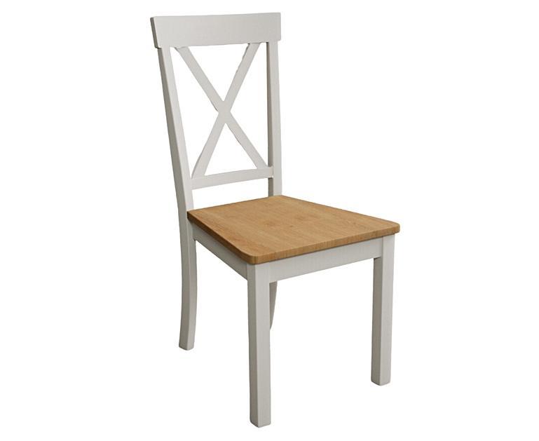 Hertford Signal White Dining Chairs with Oak Seat Pad Oak Furniture
