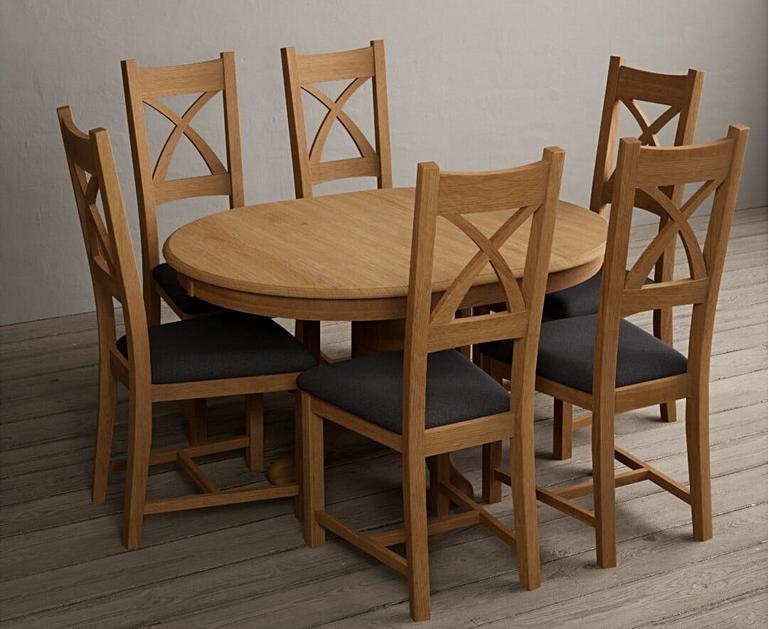 Extending Hertford 100cm - 130cm Solid Oak Pedestal Dining Table with X Back Chairs | Oak ...