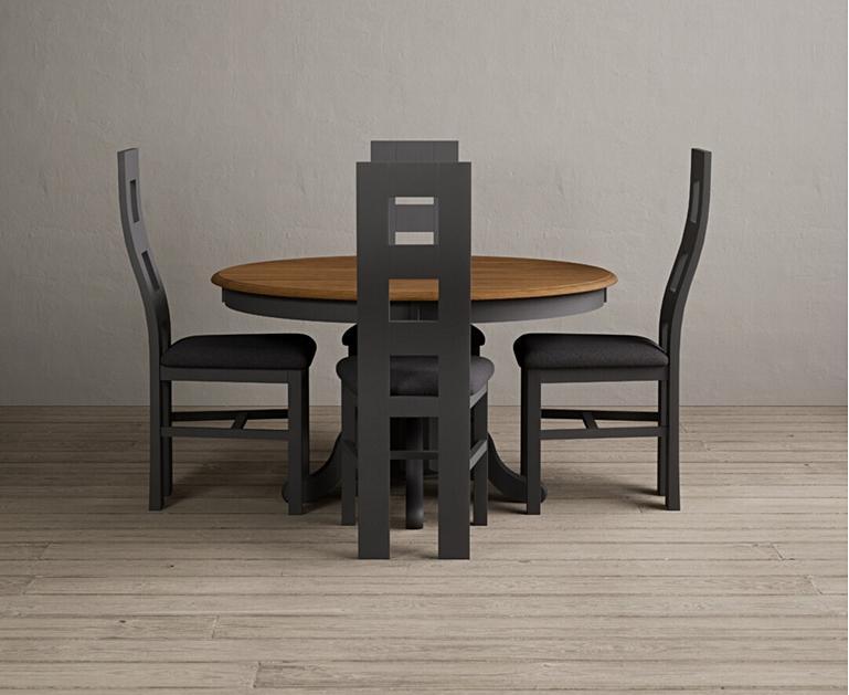 Hertford 120cm Fixed Top Oak and Charcoal Grey Painted Round Pedestal