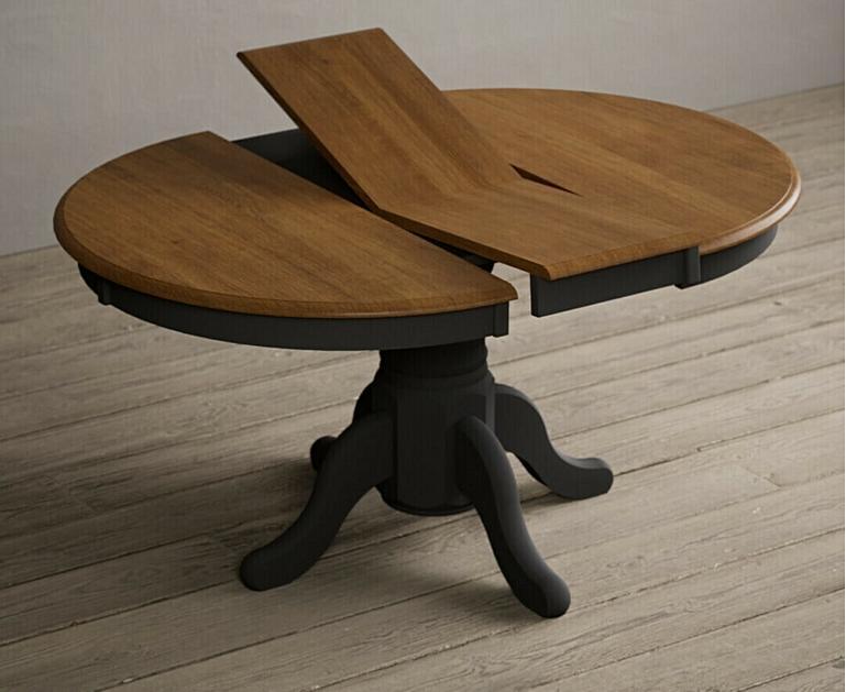 Extending Hertford 100cm 130cm Oak and Charcoal Grey Painted Pedestal