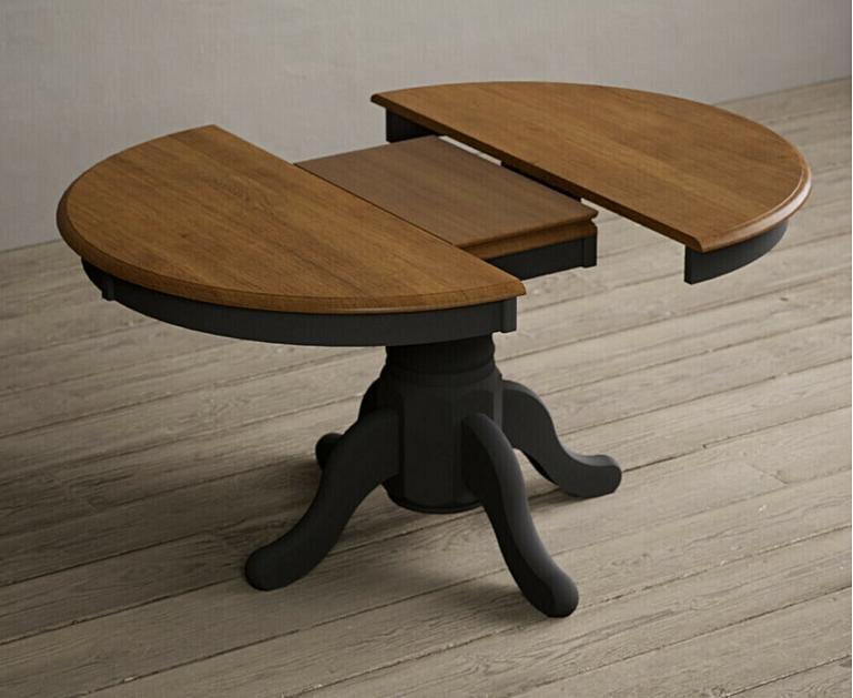 Extending Hertford 100cm 130cm Oak and Charcoal Grey Painted Pedestal