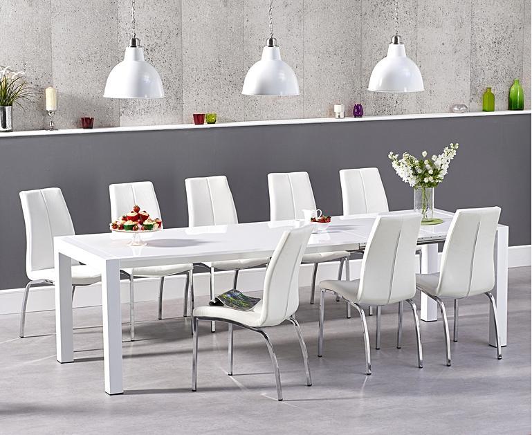 Joseph Extending White High Gloss Dining Table with Cavello Chairs