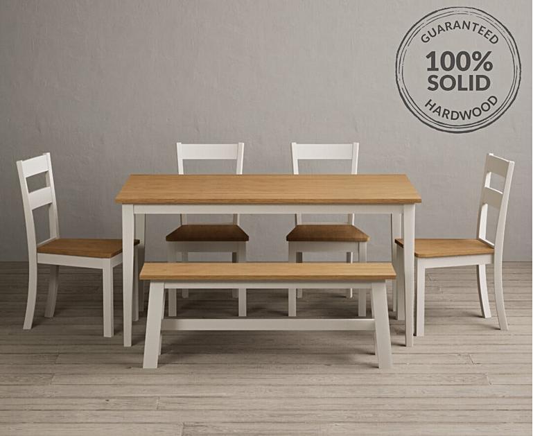 Kendal 150cm Solid Oak and Cream Painted Dining Table with Kendal