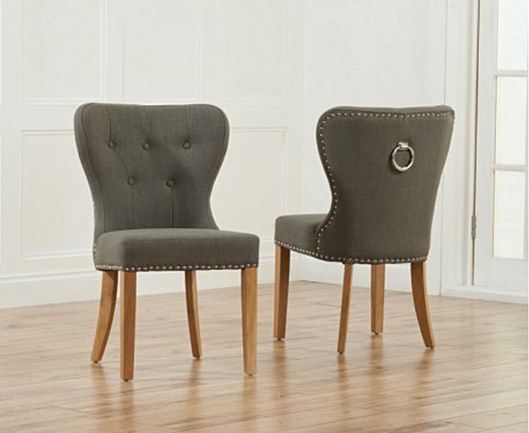 Knightsbridge Grey Fabric Oak Leg Dining Chairs
