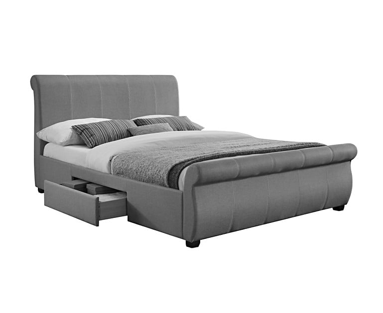 Guam Grey Fabric King Size Bed