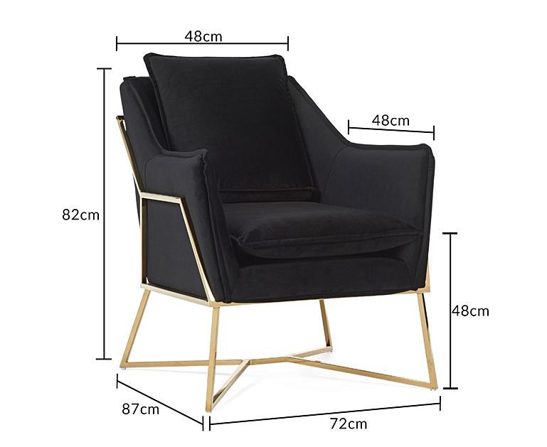Lara Black Velvet Accent Chair