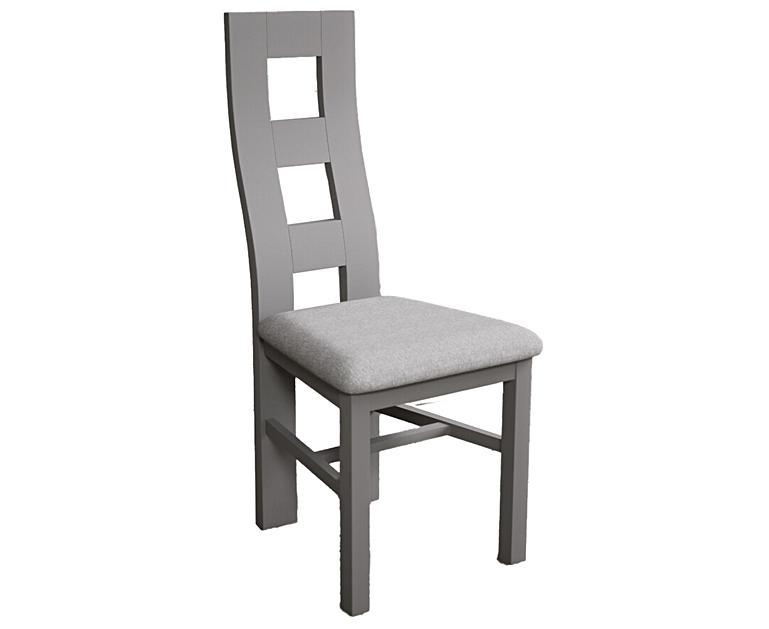 Painted Light Grey Flow Back Dining Chairs with Light Grey Fabric Seat