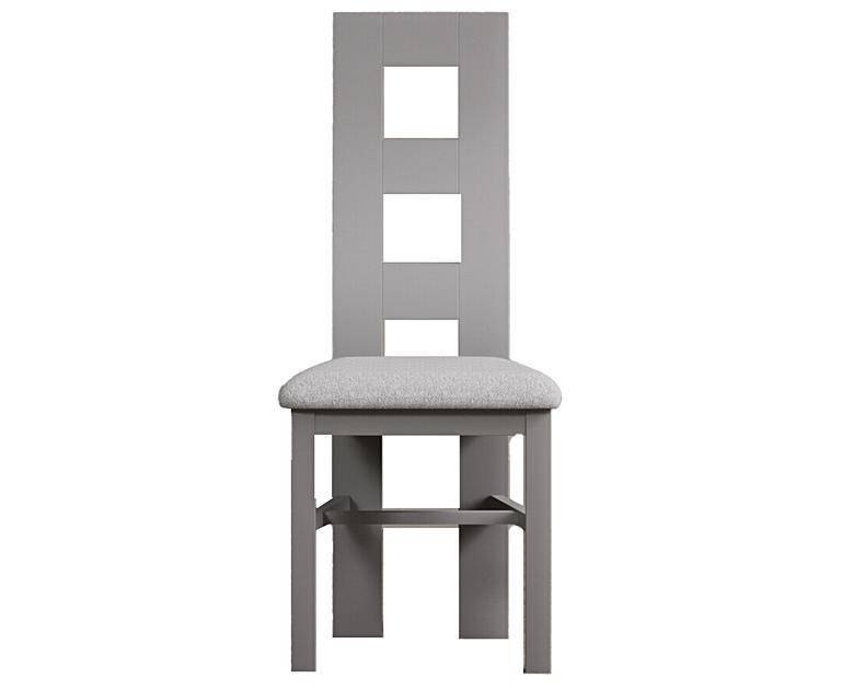 Painted Light Grey Flow Back Dining Chairs with Light Grey Fabric Seat