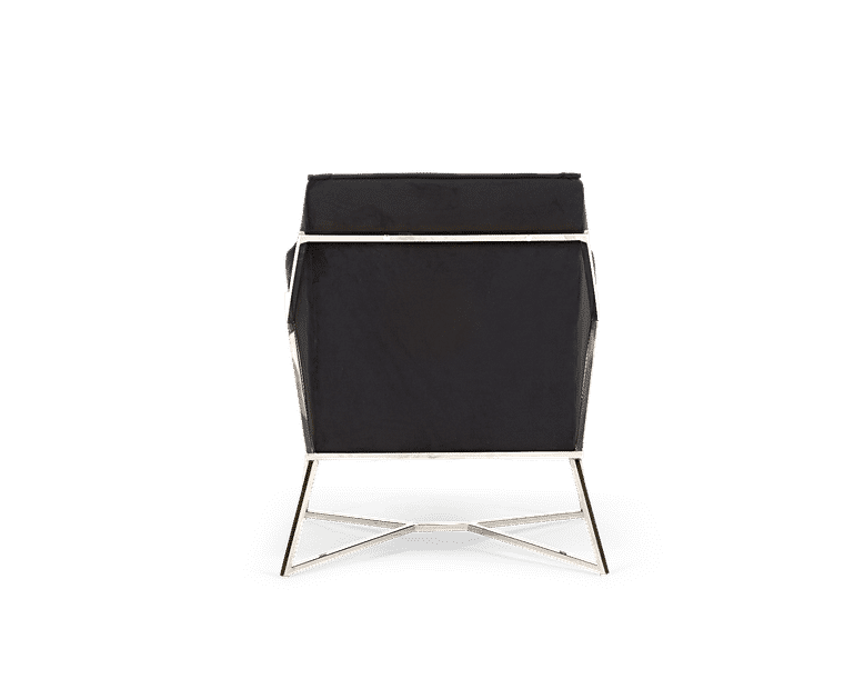 Lara Black Velvet Accent Chair with Chrome Legs