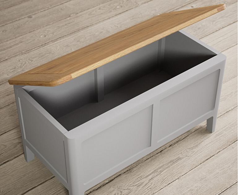 Loxton Oak and Light Grey Painted Blanket Box Oak Furniture Superstore Loxton Oak and Light Grey
