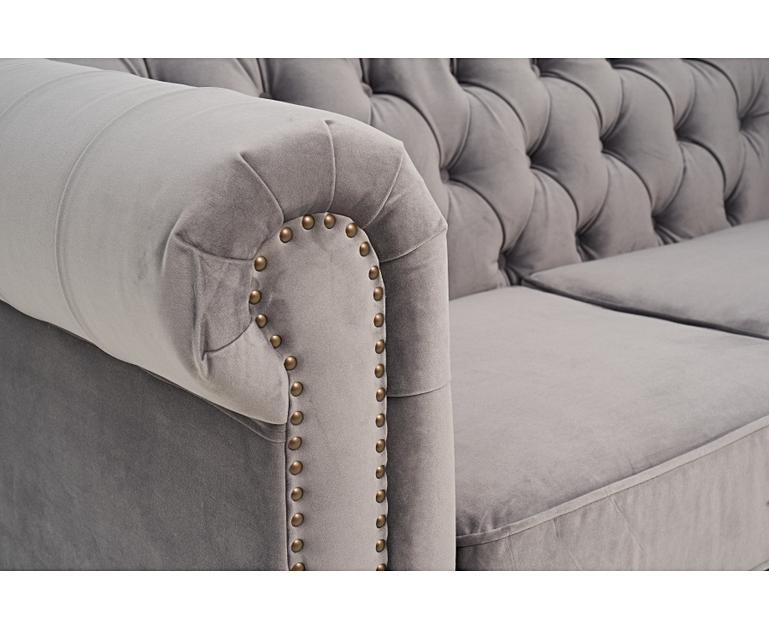 Milano Chesterfield Grey Velvet 2 Seater Sofa