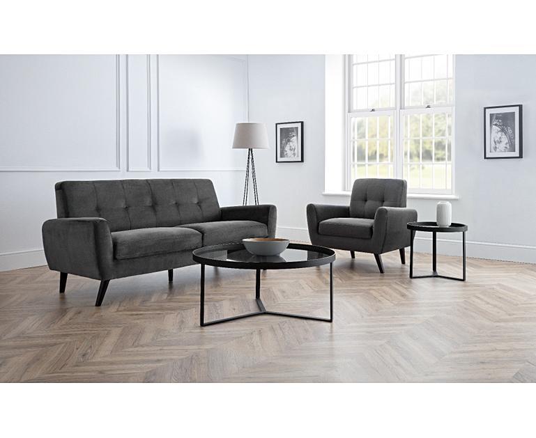 Leguria 2 Seater Sofa in Dark Grey Velvet