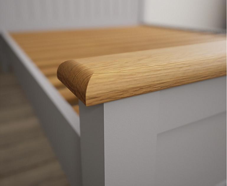 Weymouth Oak and Light Grey Painted Double Bed Oak Furniture Superstore