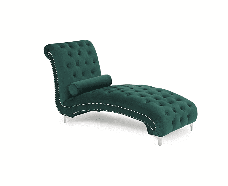 New York Green Velvet Chaise Lounge
