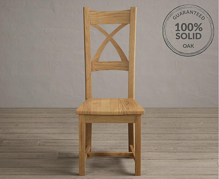 Natural Solid Oak X Back Dining Chairs with Oak Seat Pad Oak