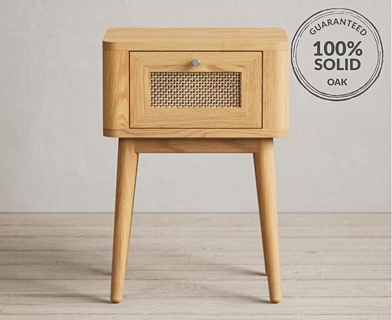 Oak Rattan Bedside Table Oak Furniture Superstore