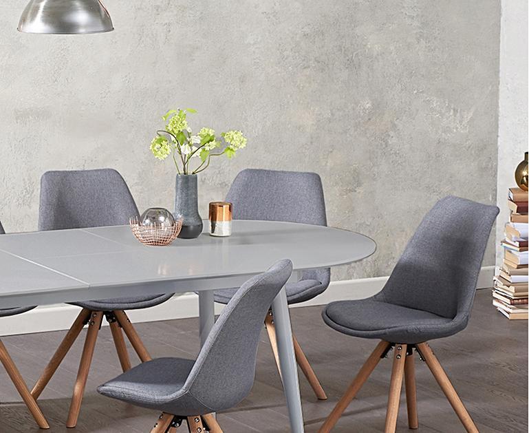 Olivia Extending Light Grey High Gloss Dining Table with ...
