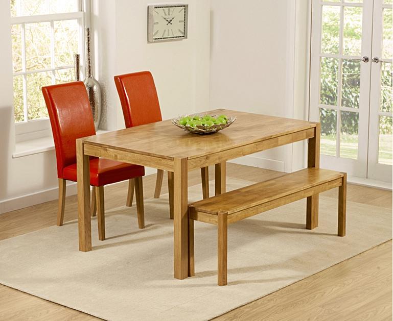 Oxford 150cm Solid Oak Dining Table with Benches and ...