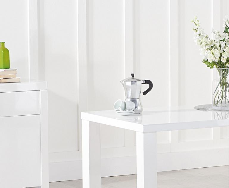 Atlanta 120cm White High Gloss Dining Table with Tarin ...