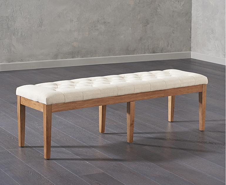 Camille Large Cream Fabric Bench