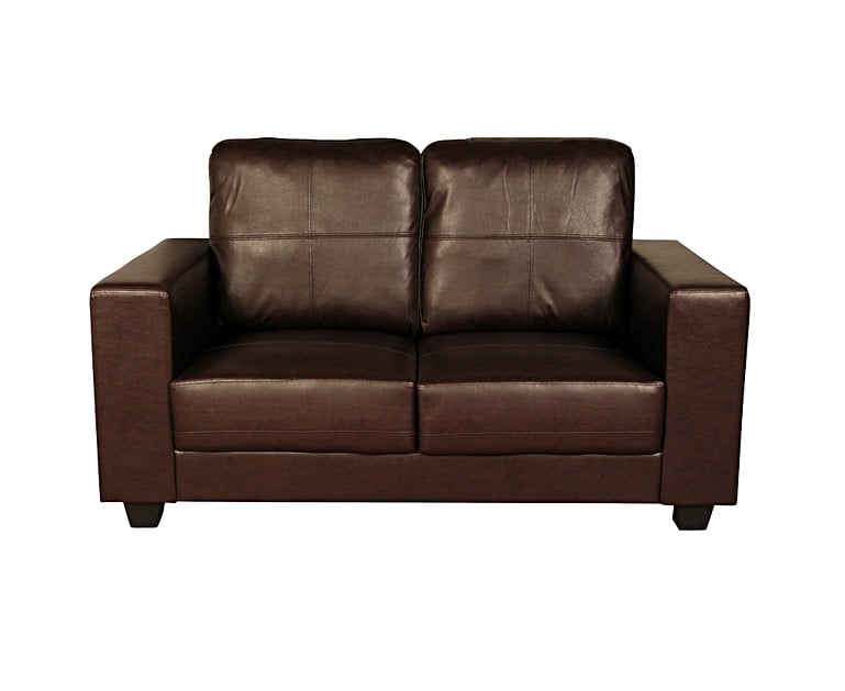 2 seater brown faux leather sofa