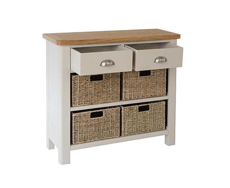 Cole Oak and Truffle Grey 6 Drawer Storage Unit Oak Furniture Superstore