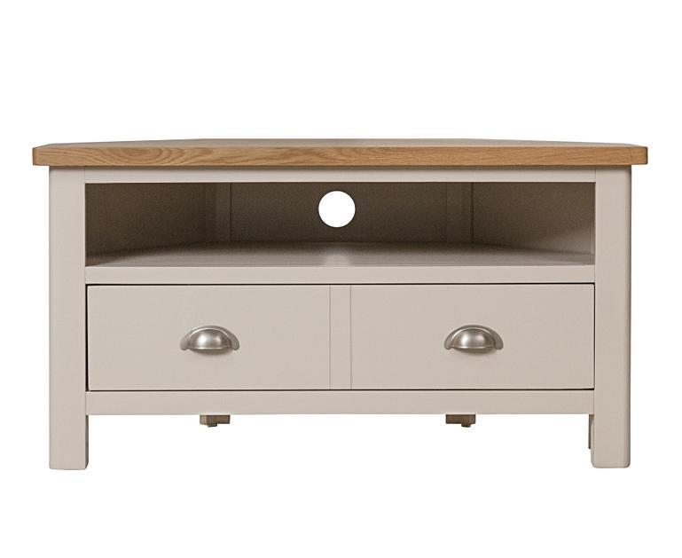 Cole Oak and Truffle Grey Corner TV Unit Oak Furniture Superstore