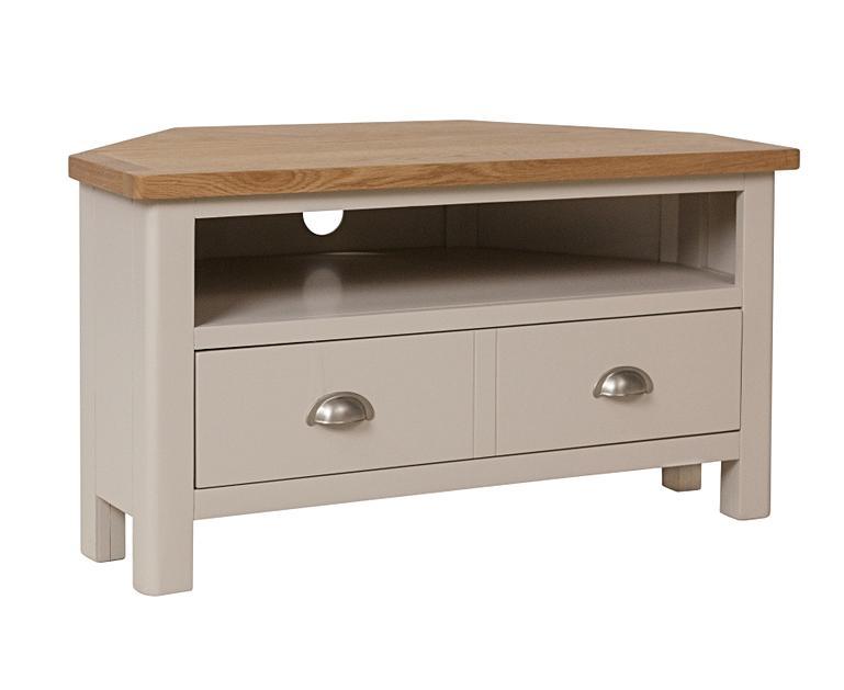 Cole Oak and Truffle Grey Corner TV Unit Oak Furniture Superstore