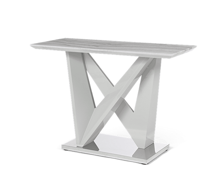 Reims Marble Effect Carrera Light Grey Console Table Oak Furniture
