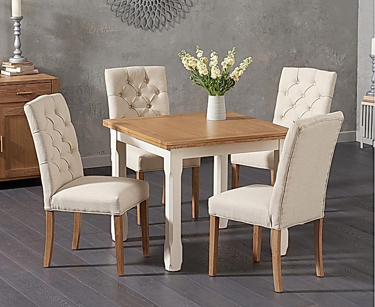 The Somerset 90cm Flip Top Oak and Cream Dining Table with ...