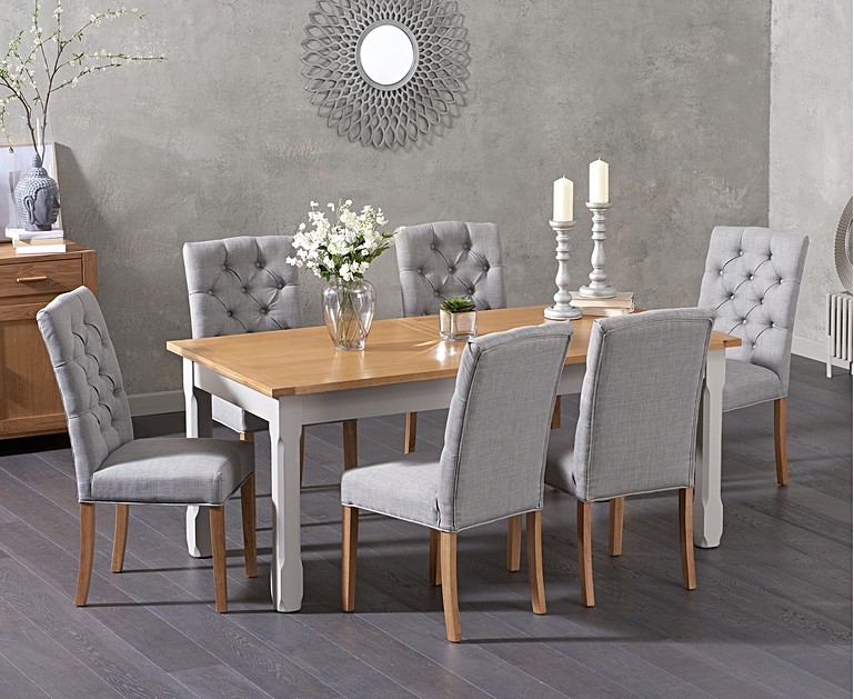 The Somerset 180cm Oak and Grey Extending Dining Table with Claudia
