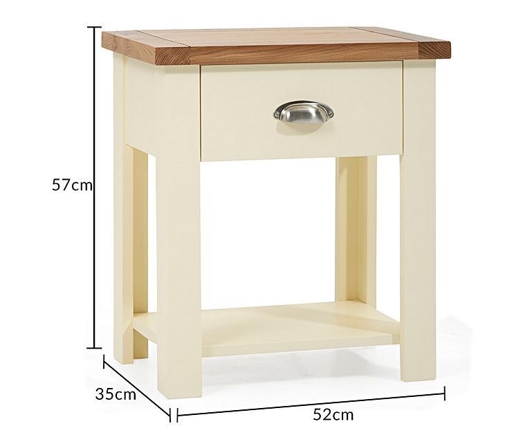 Somerset Oak and Cream Bedside Table Oak Furniture Superstore