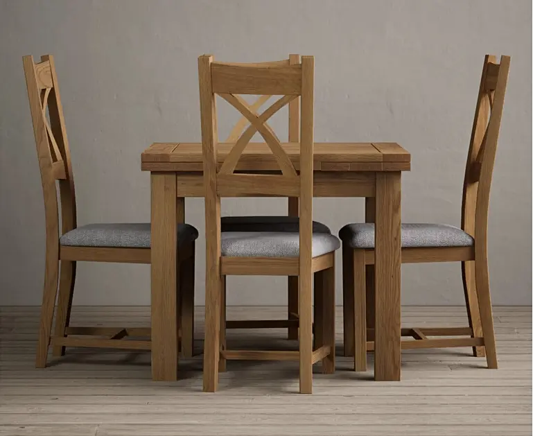 Extending Buxton 90cm Solid Oak Dining Table with X Back Chairs Oak