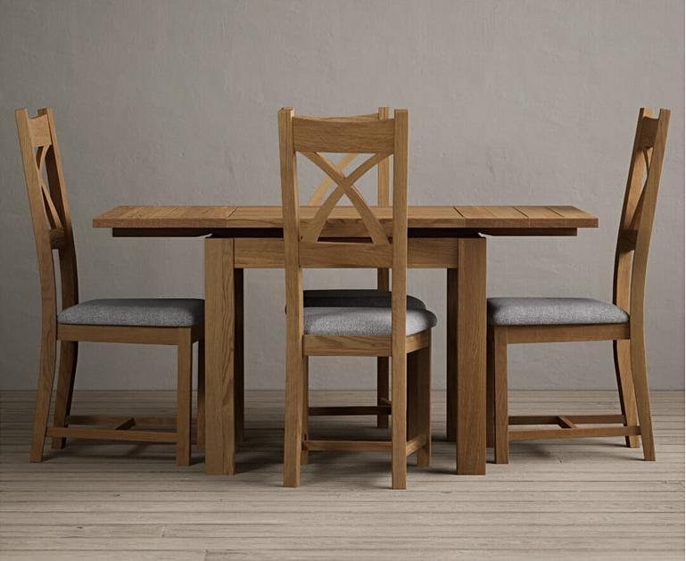 Extending Buxton 90cm Solid Oak Dining Table with X Back Chairs | Oak ...