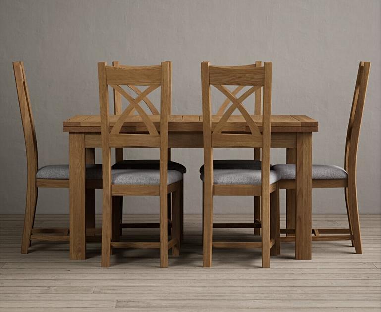 Extending Buxton 140cm Solid Oak Dining Table with X Back Chairs Oak