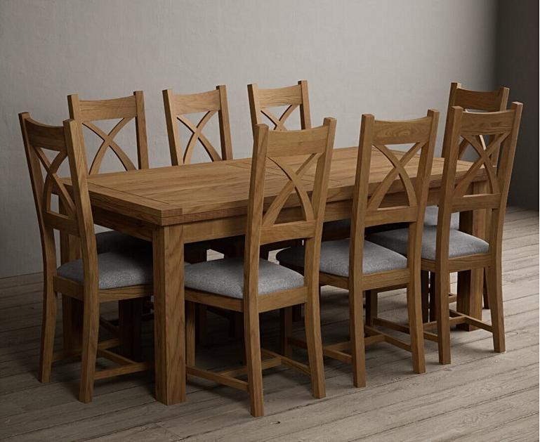 Extending Buxton 180cm Solid Oak Dining Table with X Back Chairs | Oak ...