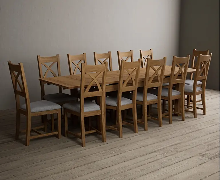 Extending Buxton 180cm Solid Oak Dining Table with X Back Chairs Oak