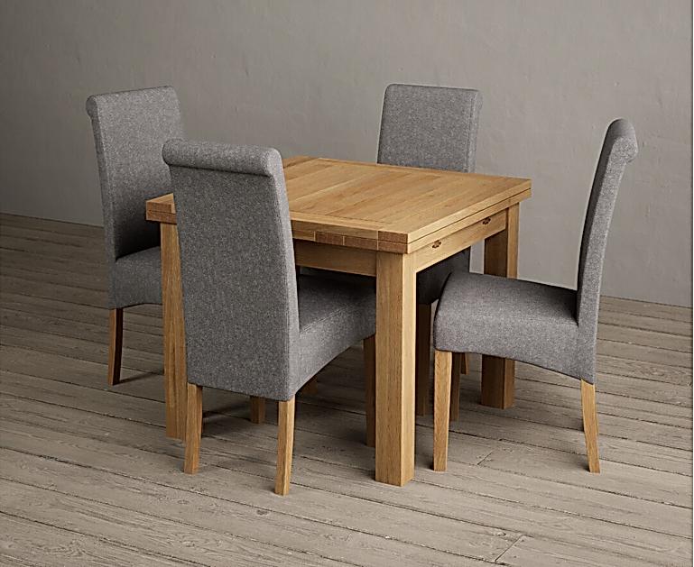 Extending Hampshire 90cm Solid Oak Dining Table with Scroll Back Chairs