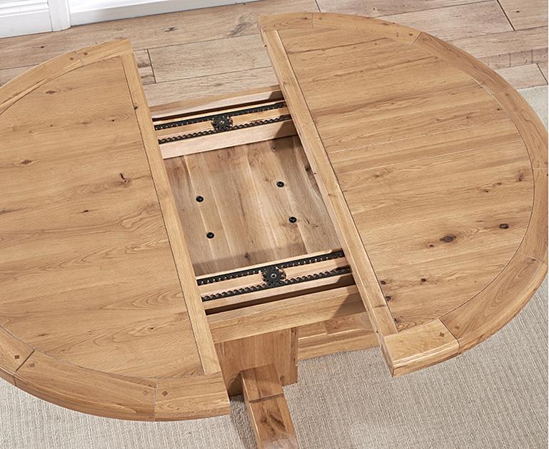 Torino Solid Oak Extending Pedestal Dining Table with ...