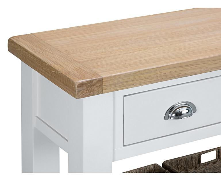 Eden Oak and White Small Console Table Oak Furniture Superstore