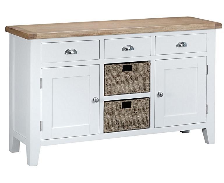 Eden 2 Door 3 Drawer Oak and White Sideboard Oak Furniture Superstore