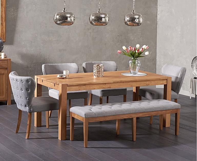 Verona 180cm Solid Oak Dining Table and Isobel Fabric Chairs and
