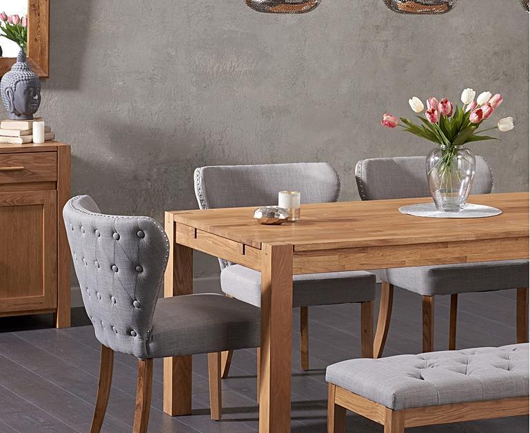 Verona 180cm Solid Oak Dining Table and Isobel Fabric Chairs and
