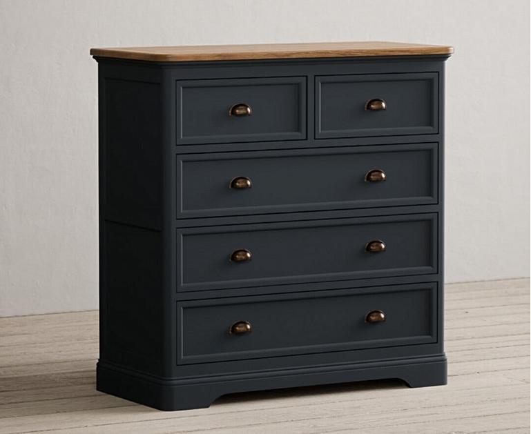 Bridstow Oak and Blue Painted 2 Over 3 Chest of drawers Oak Furniture